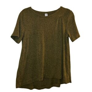 Old Navy Luxe Womens Small Olive Green Marl Short Sleeve High Low Crew Neck Tee